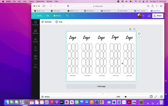 Lock the template in place to prevent movement while adding images.