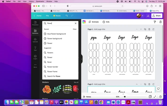 Add images from Canva elements or upload your own images from Google or your computer. Resize and position images behind the template.