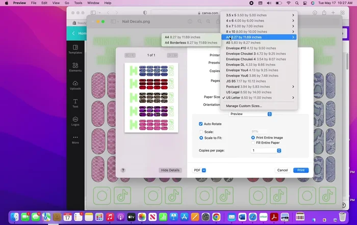 Print the decals using your printer's photo settings on A4 paper.