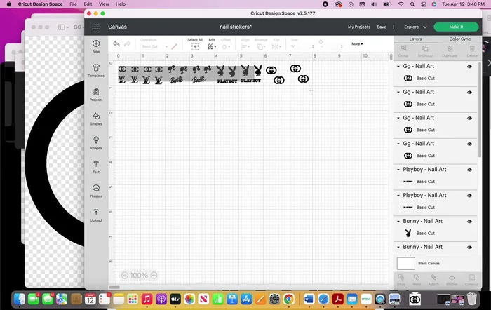 Attach all designs together before cutting.