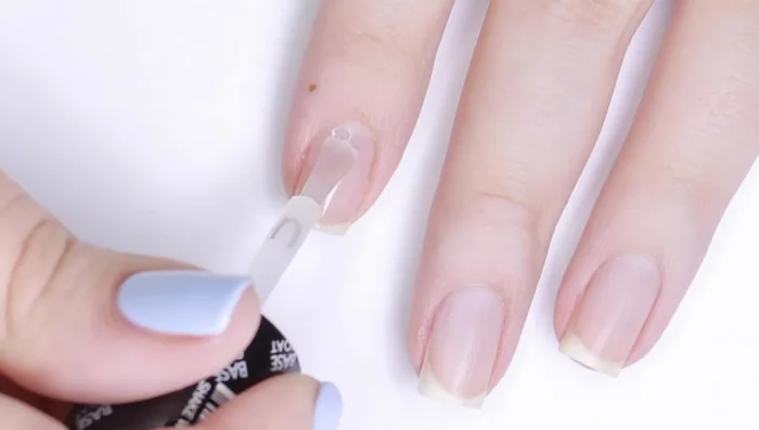 Cure base coat under LED lamp.