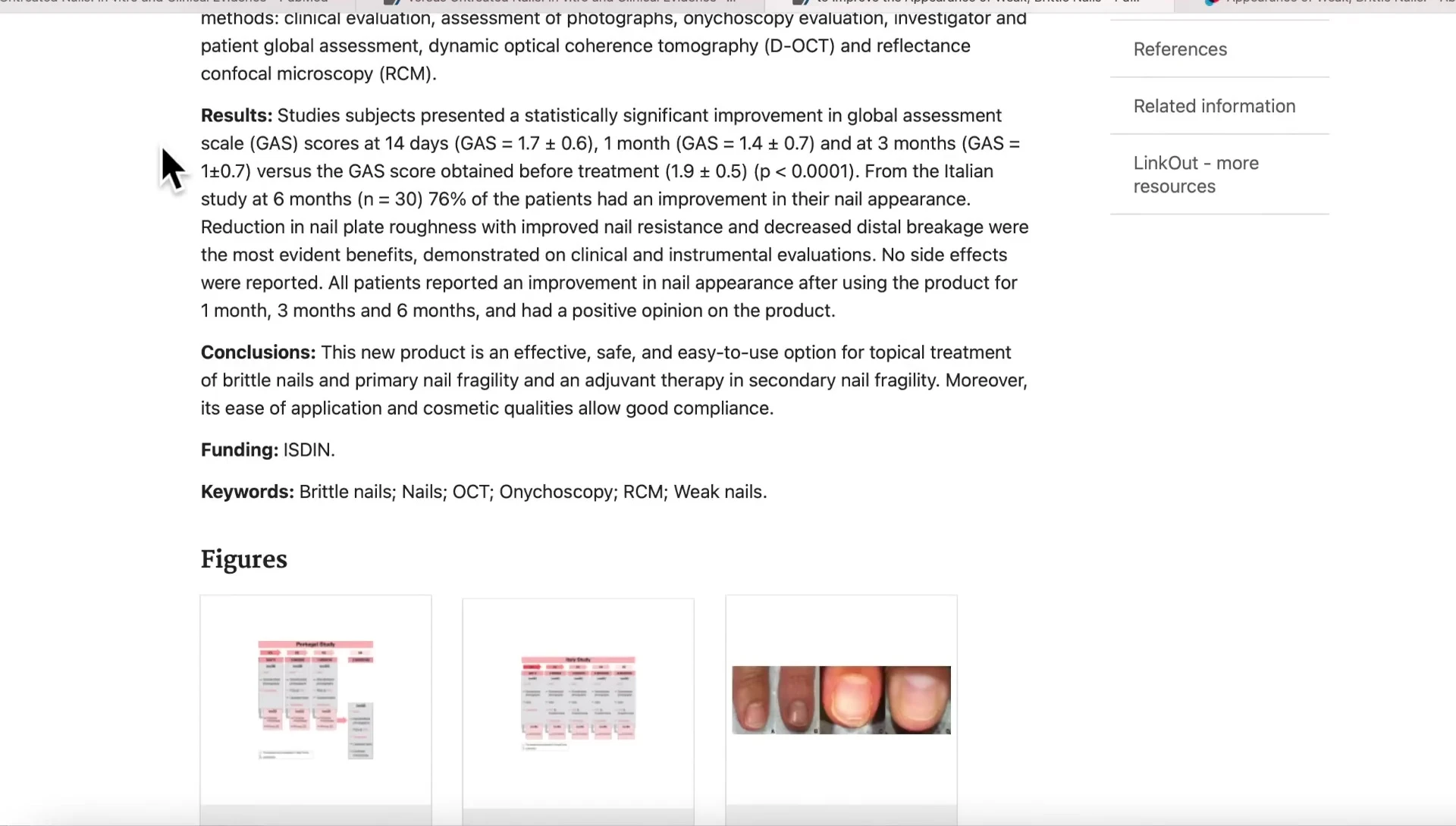 Screenshot of study results showing improvement