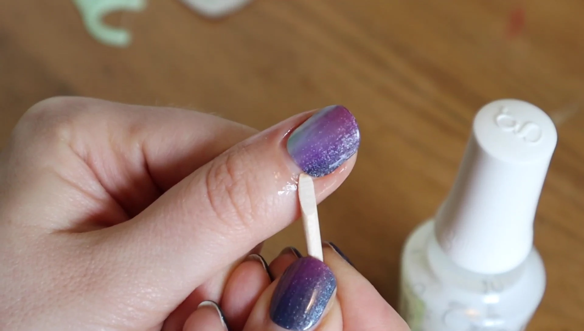 Removing nail strips with oil and cuticle pusher