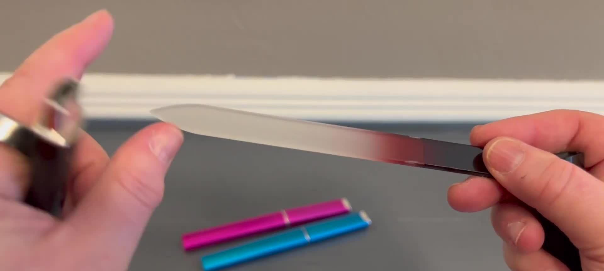 Close up shot of the nail file highlighting its crystal-like structure.