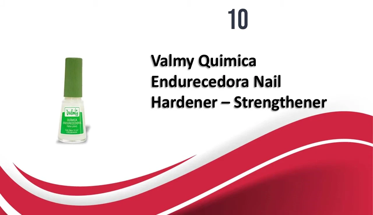 Close-up of Valmy nail strengthener brush application