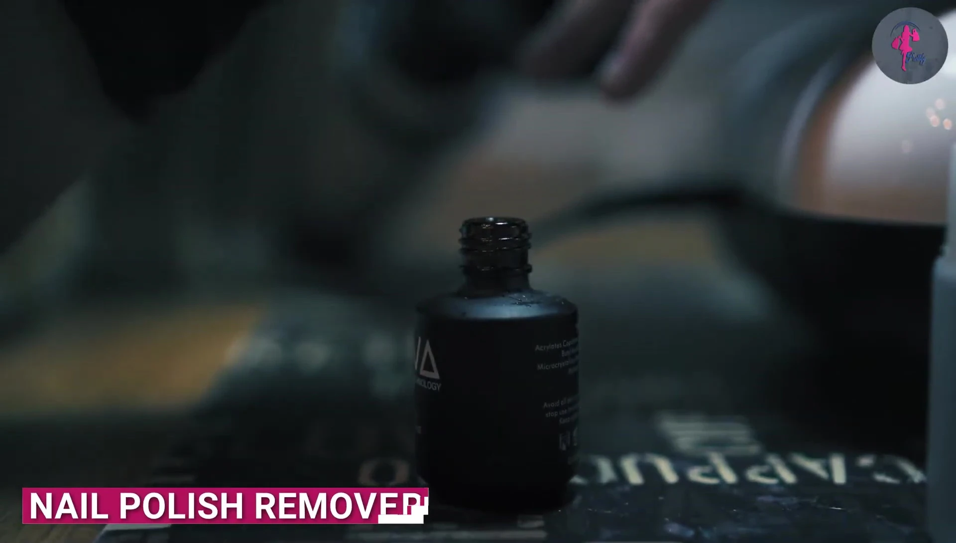 Close-up of nail polish being removed