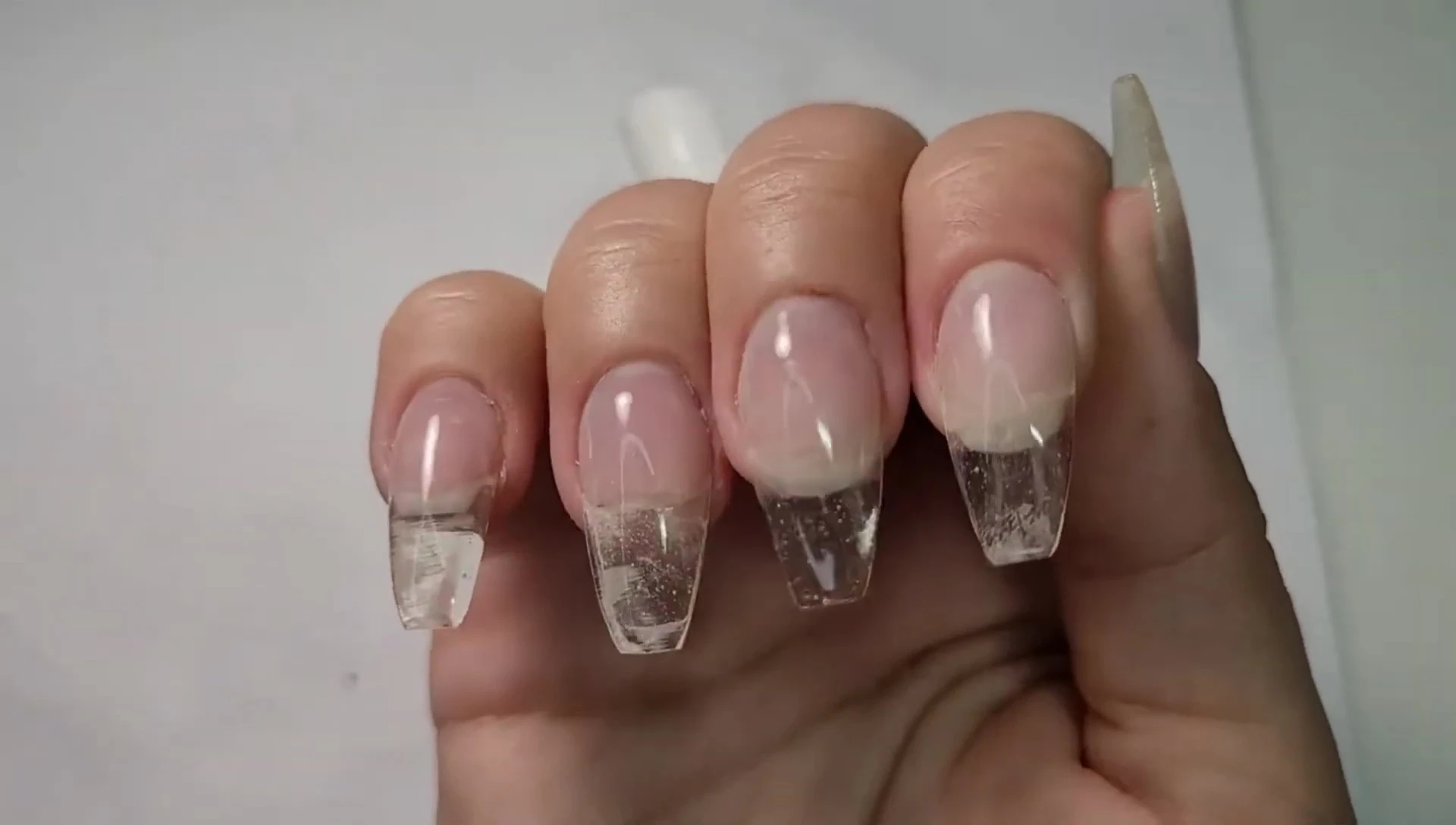 Completed builder gel extensions.