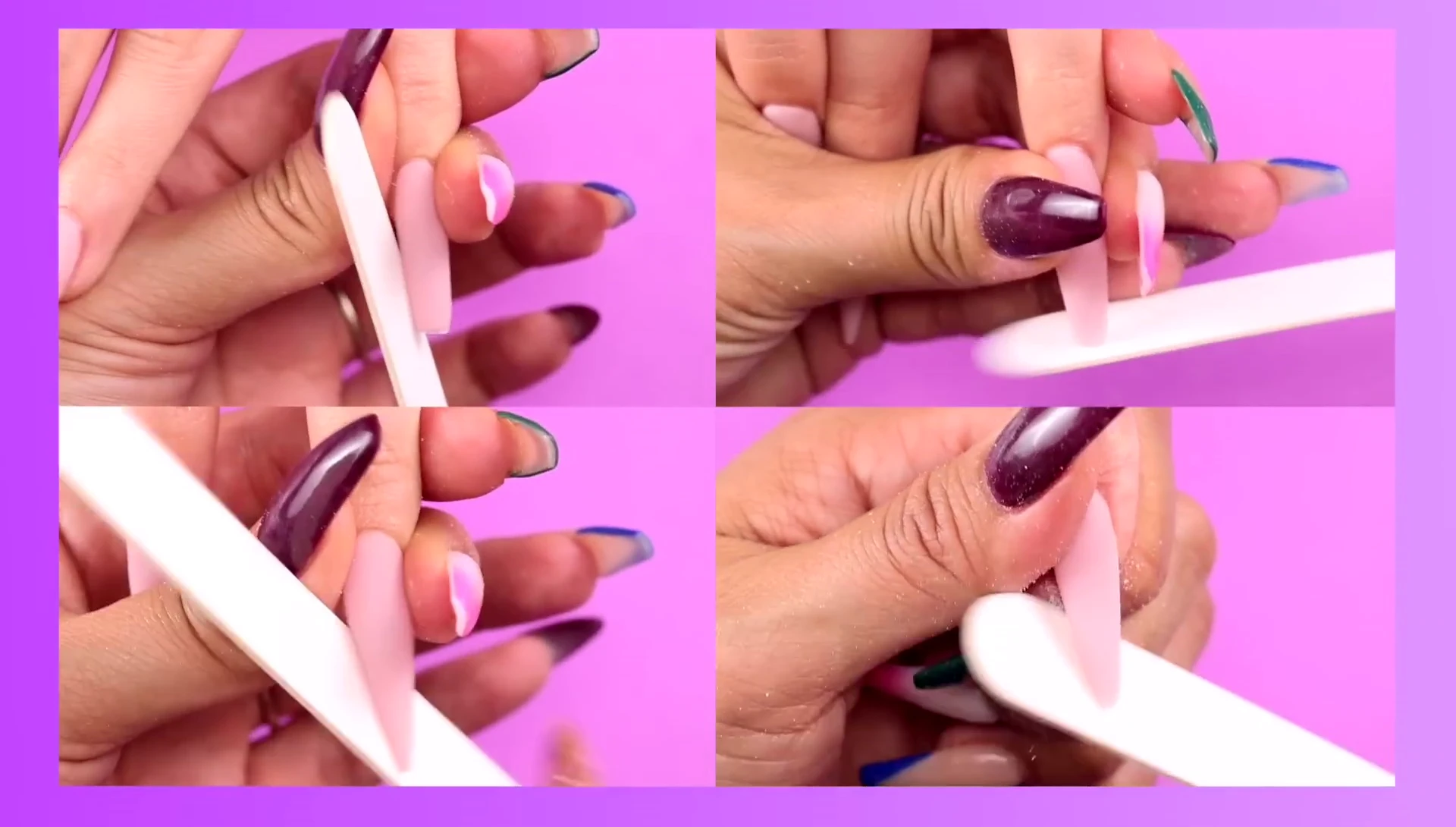 Filing and shaping the acrylic nails