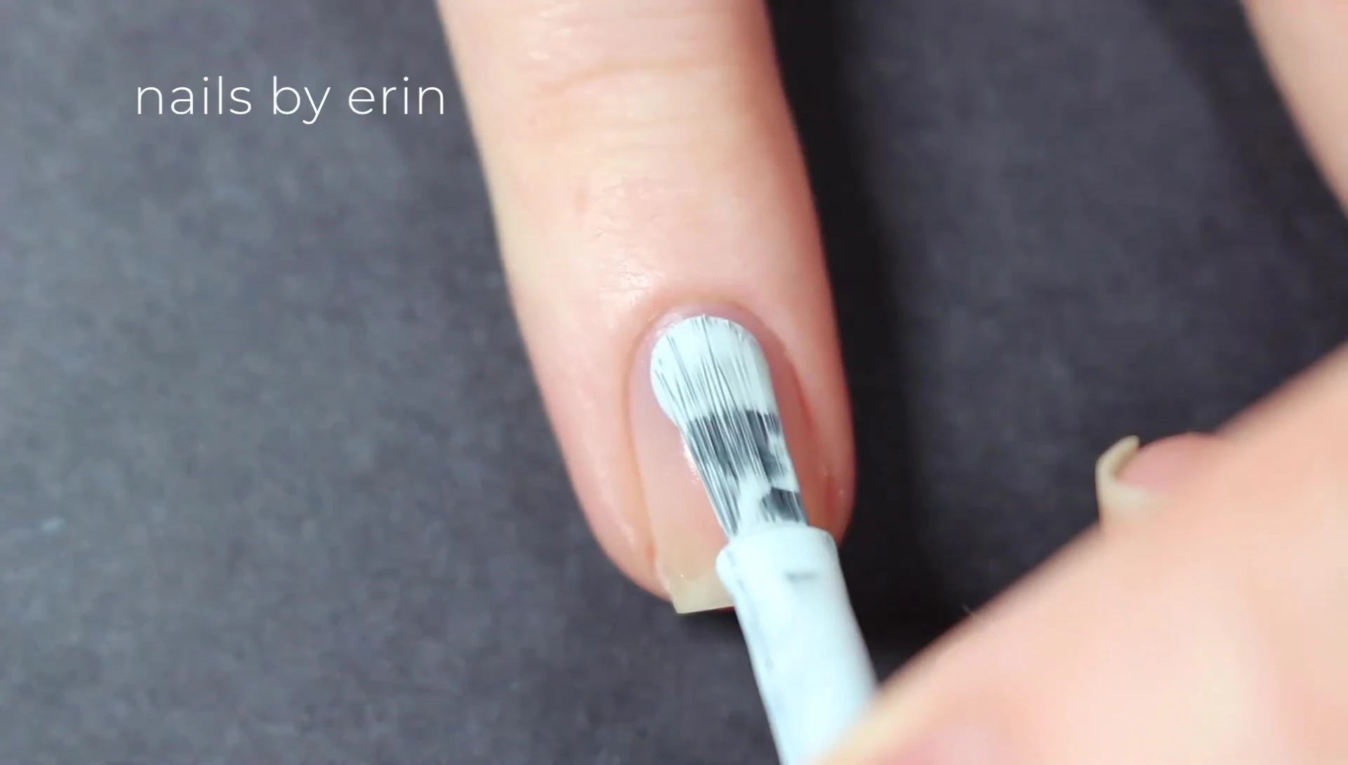 Nail showing the first coat of Candy Floss – slightly patchy.