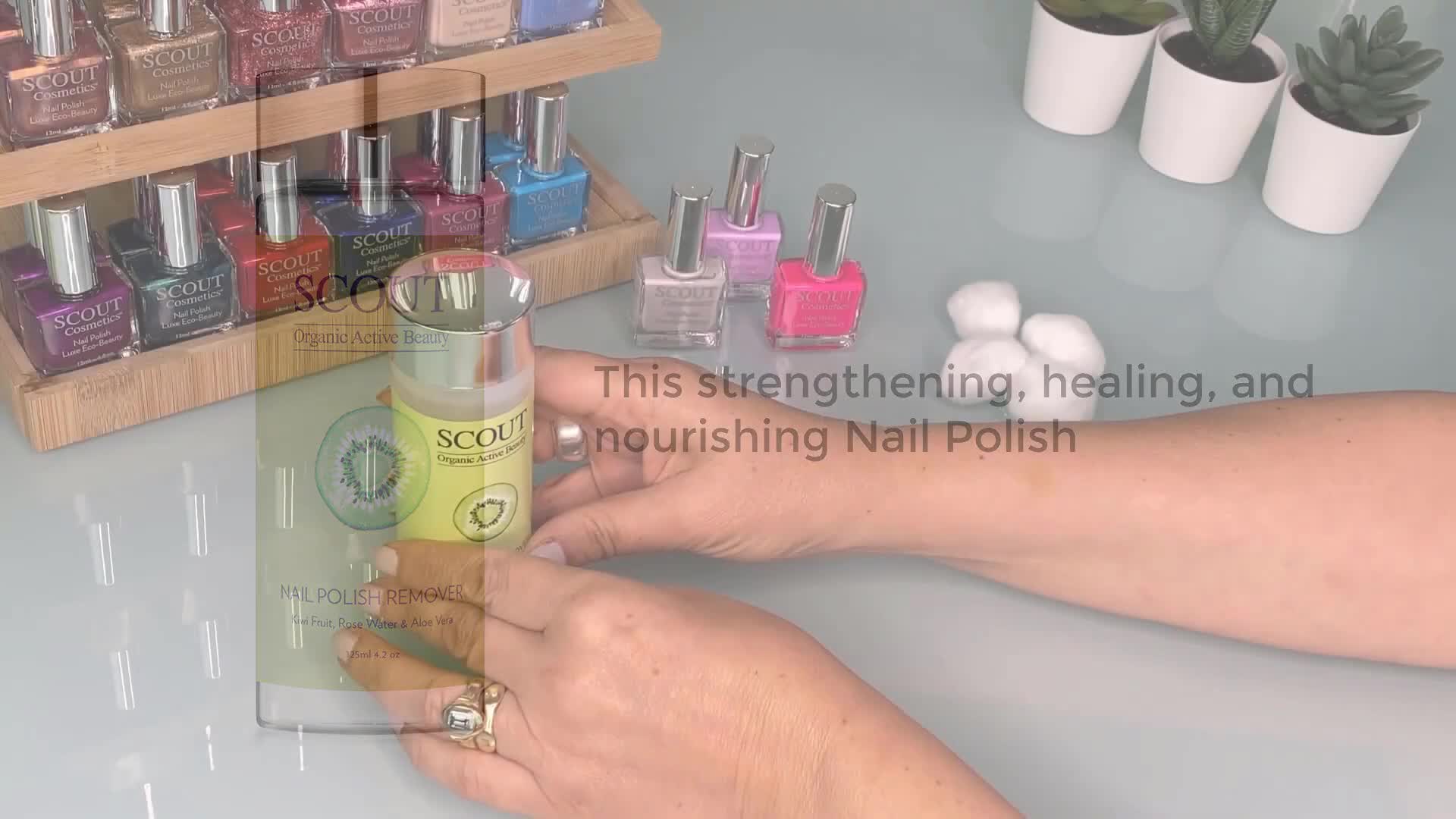 The reviewer introducing the nail polish remover.