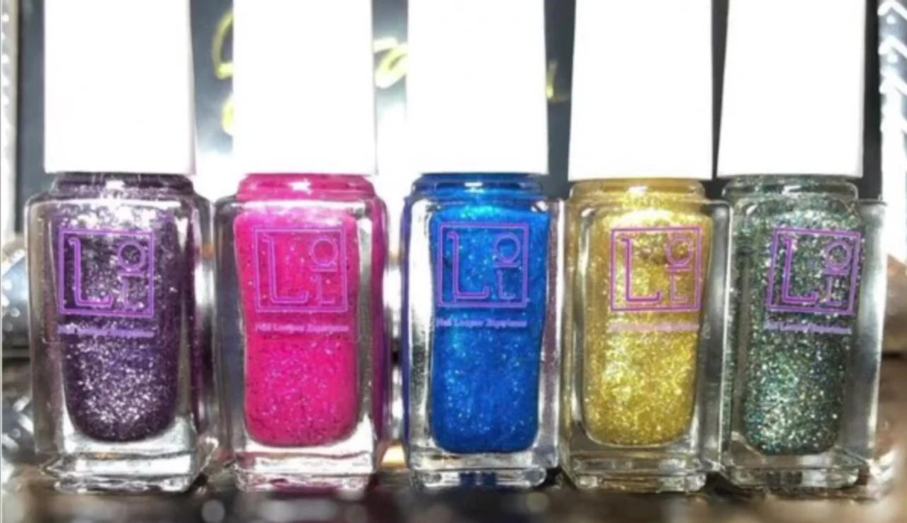 Close-up shot of the mini bottles of Live Out Loud nail polish.