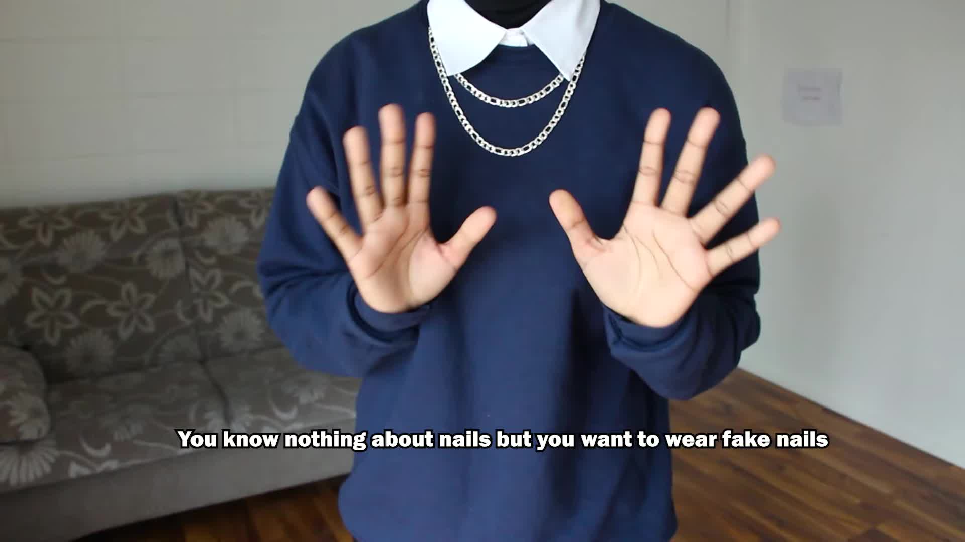 A person expressing apprehension about using nail glue.