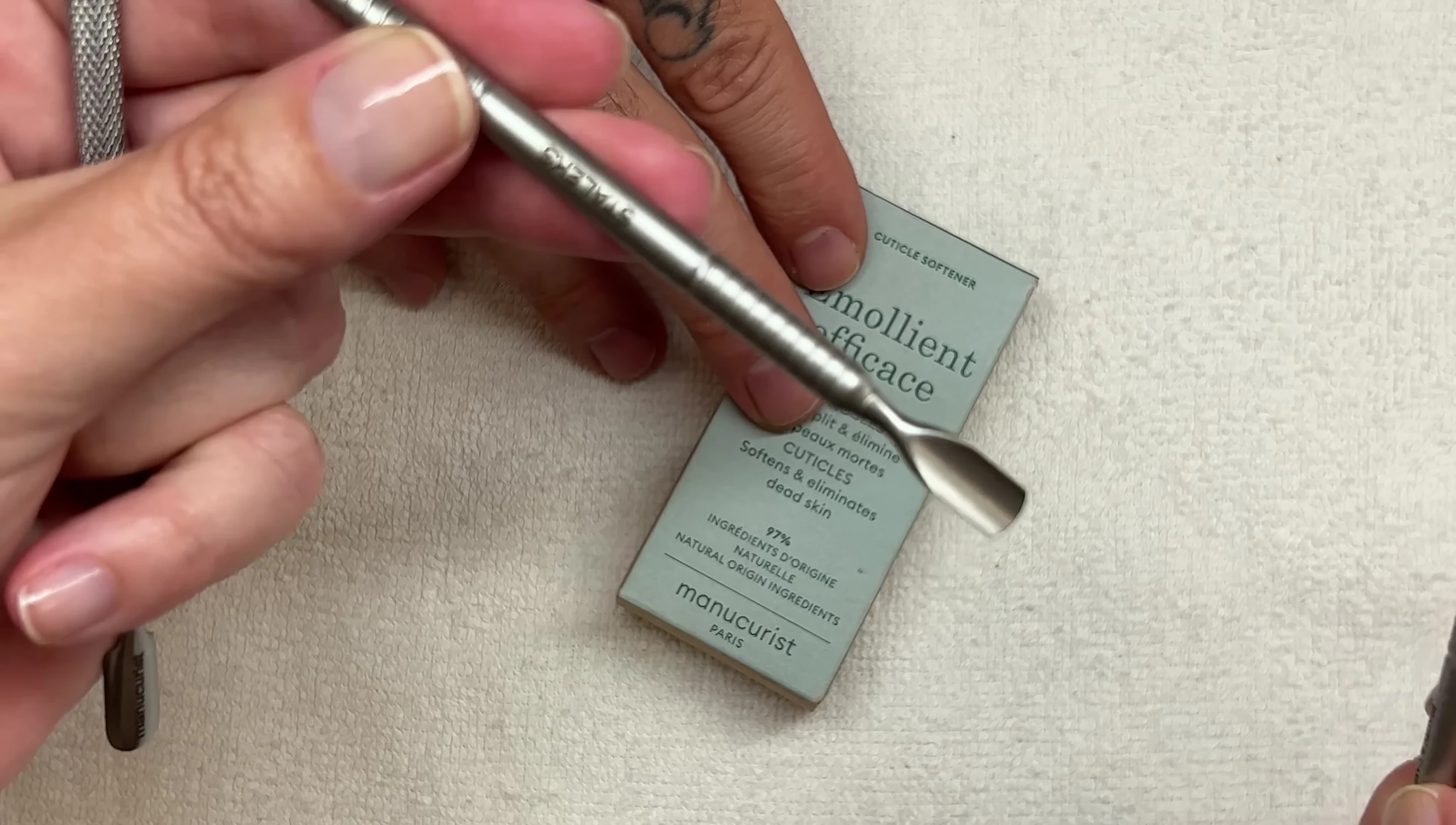 Comparison shot of the Manucurist pusher next to a higher-quality tool.
