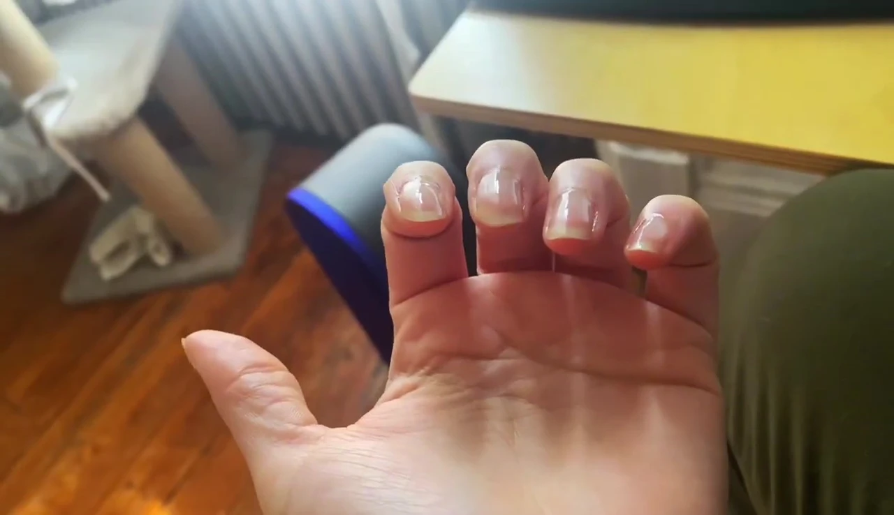 The nails after applying two coats of OPI Nail Envy.