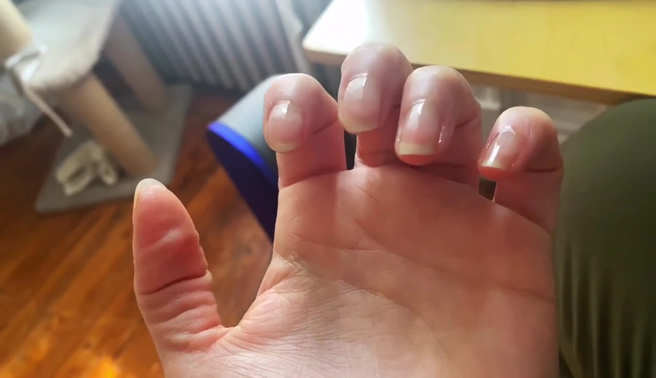 A shot indicating previous negative experiences with nail strengtheners.