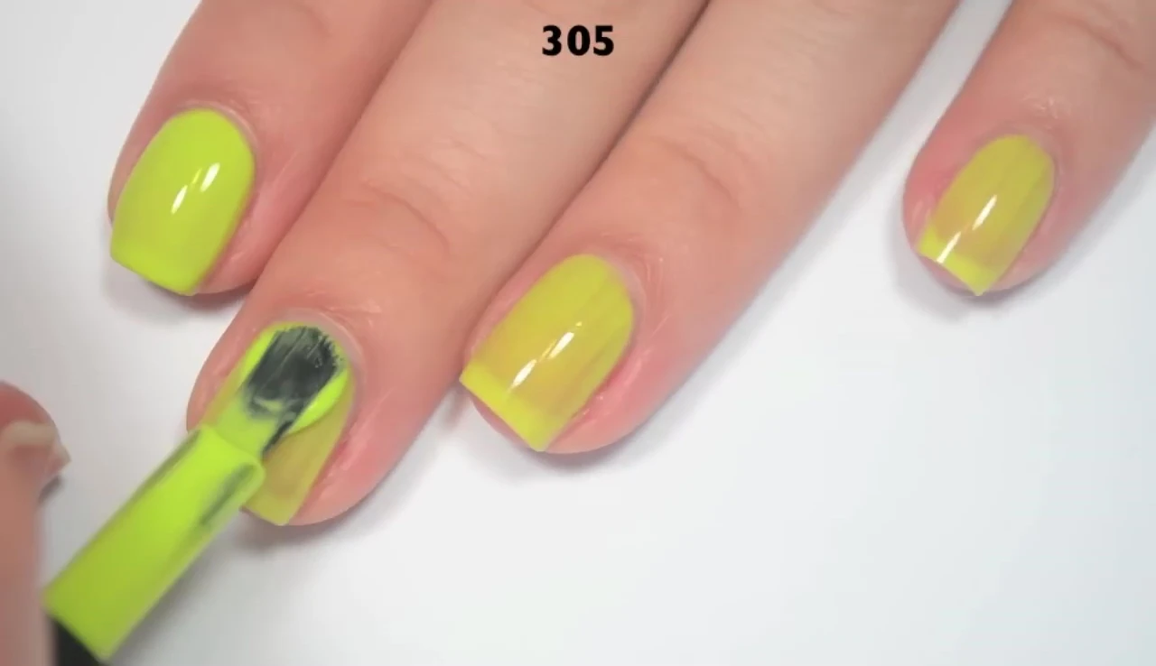 Two coats of 305, more green and less yellow