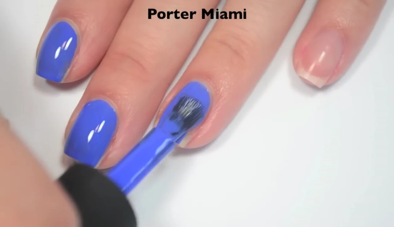 Two coats of Porter Miami, full coverage