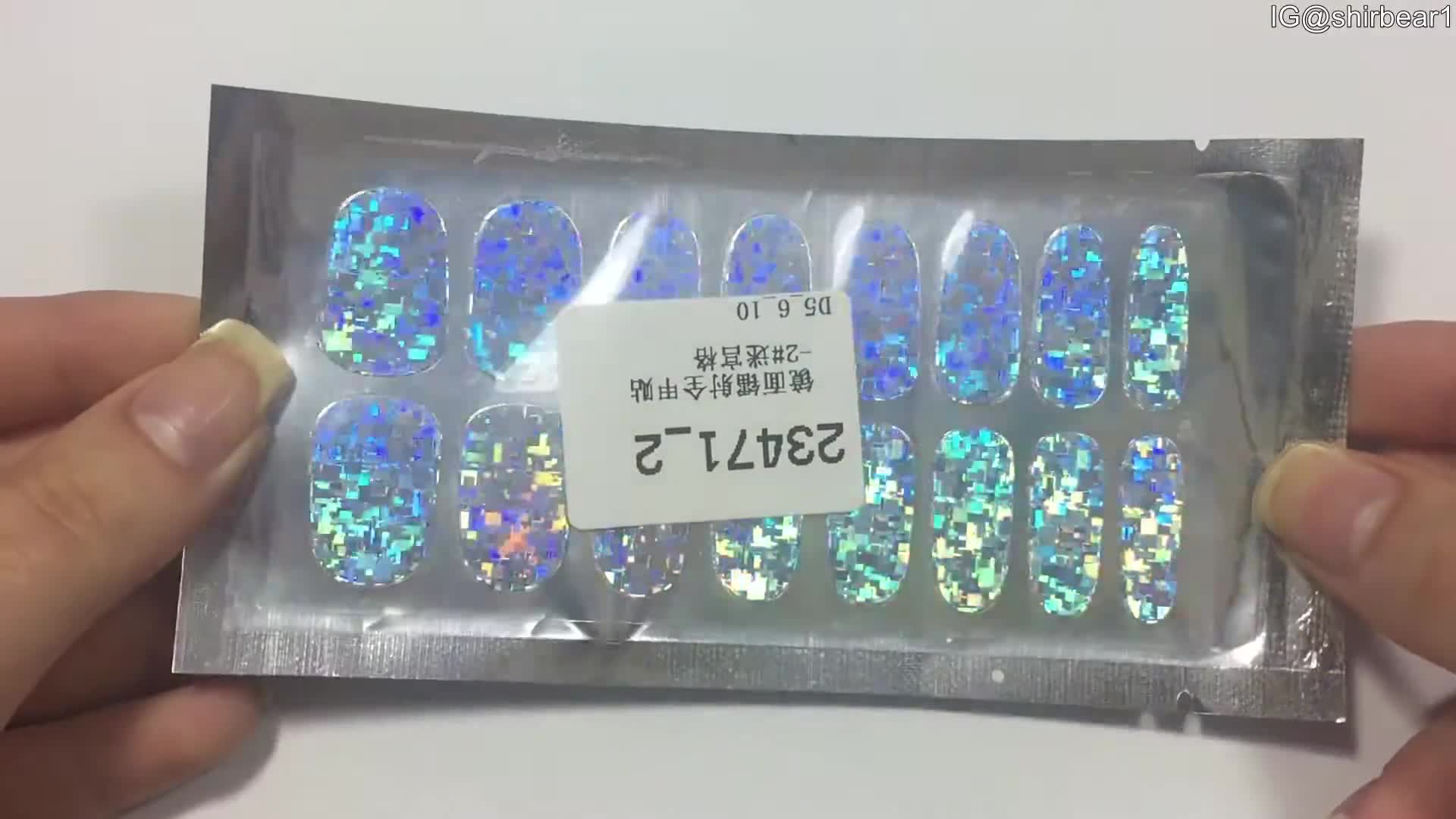 Image showcasing the holographic design of the nail stickers.