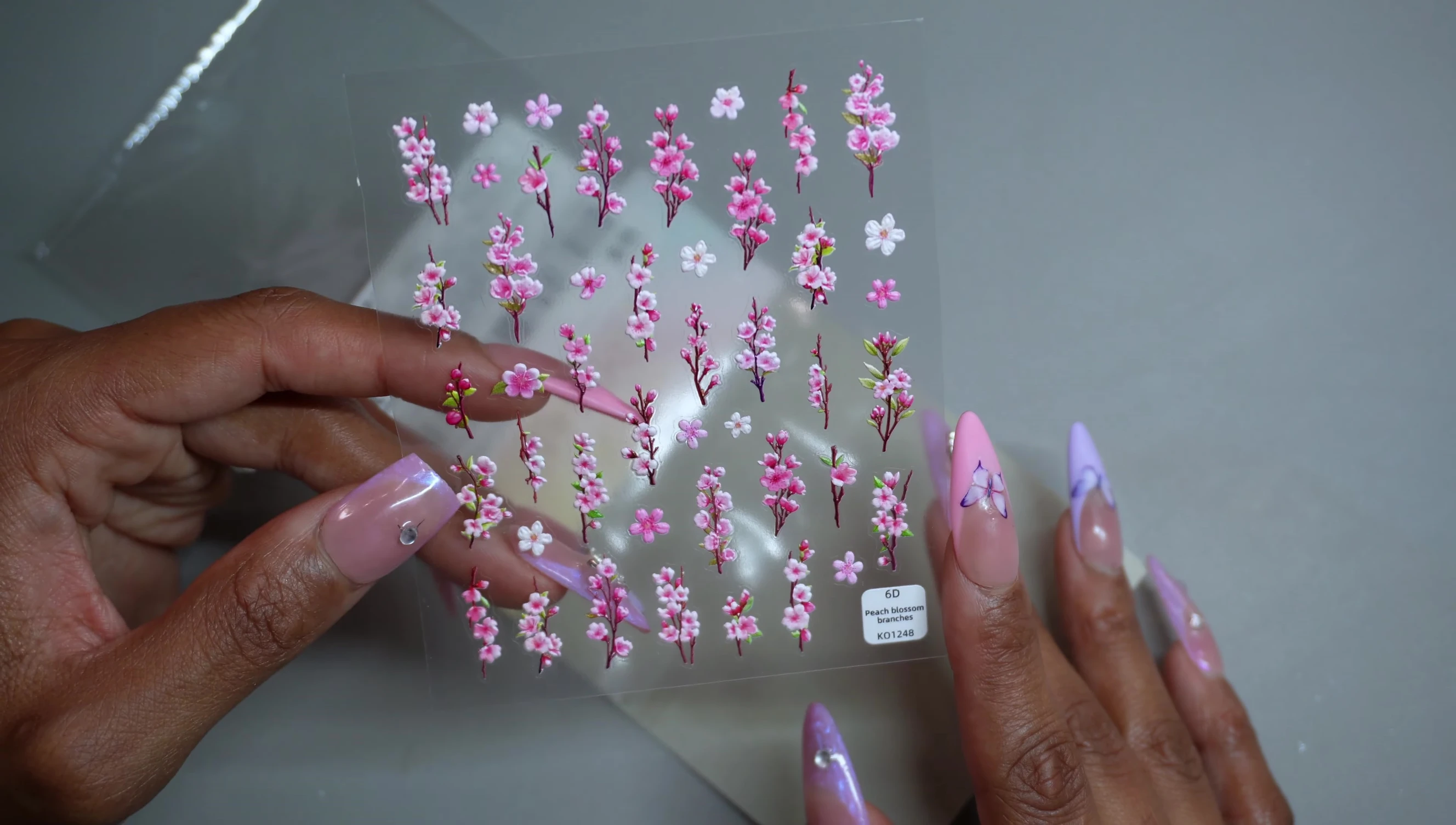 Detailed view of the cherry blossom sticker sheet