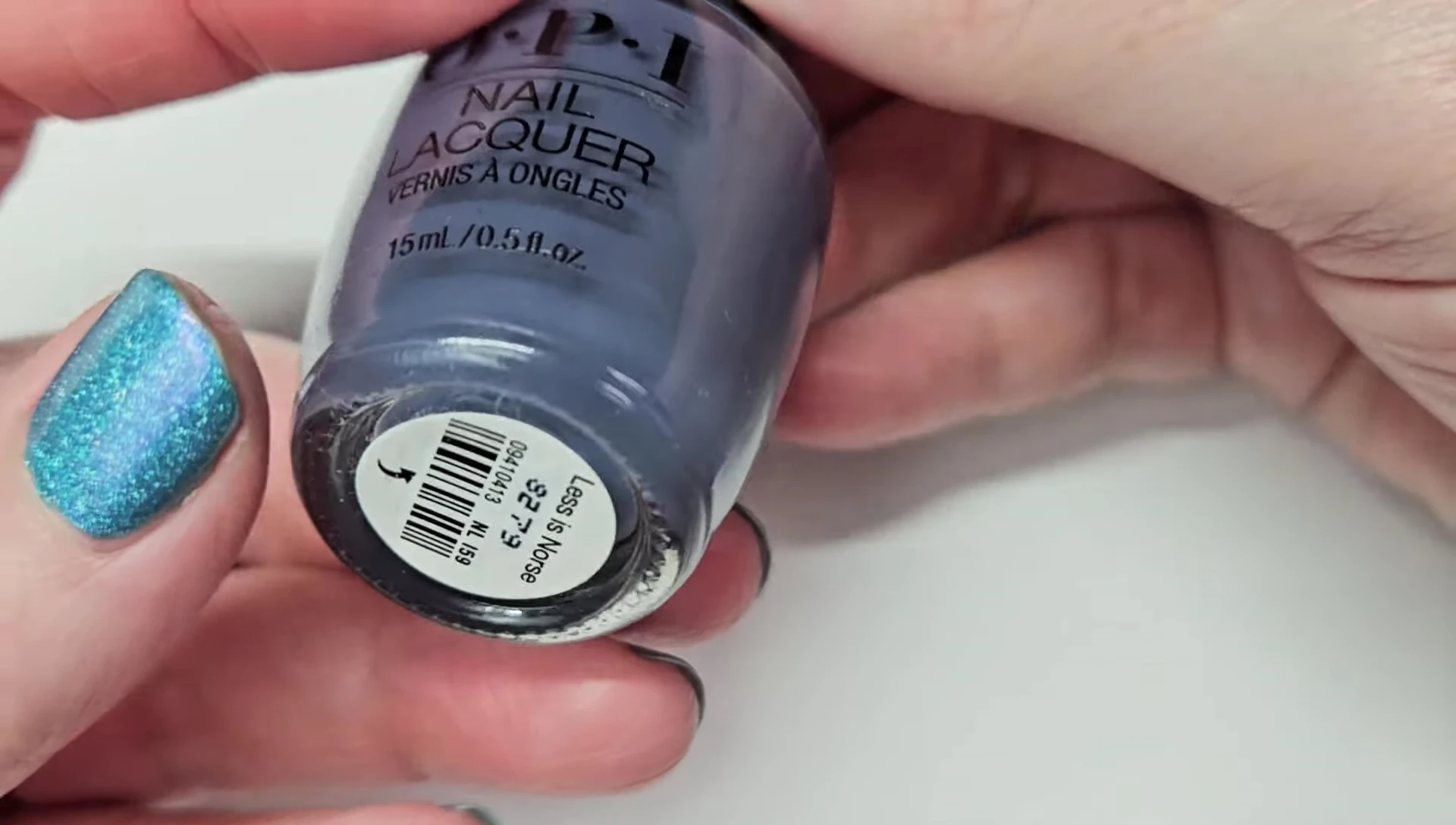 Bottle shot of OPI Less is Norse nail polish.
