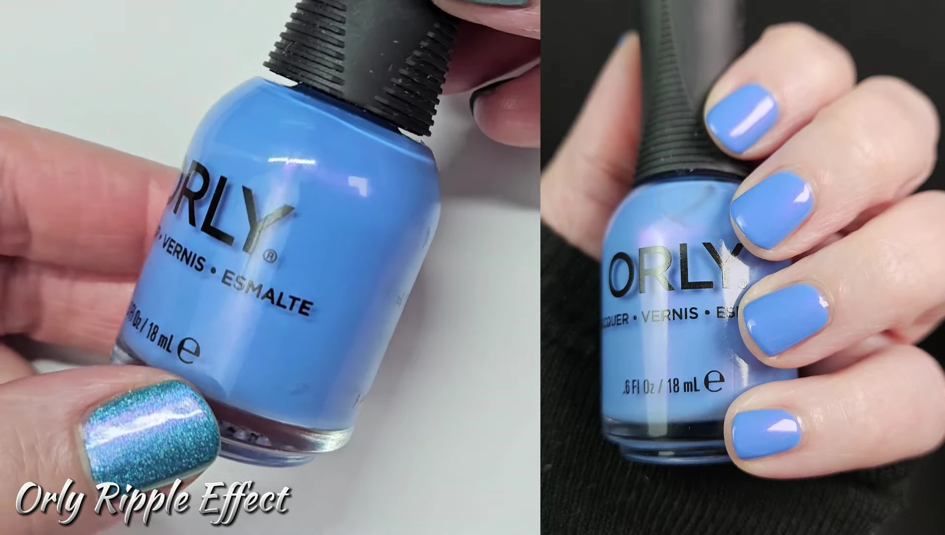 Close-up swatch of Orly Ripple Effect on a nail.