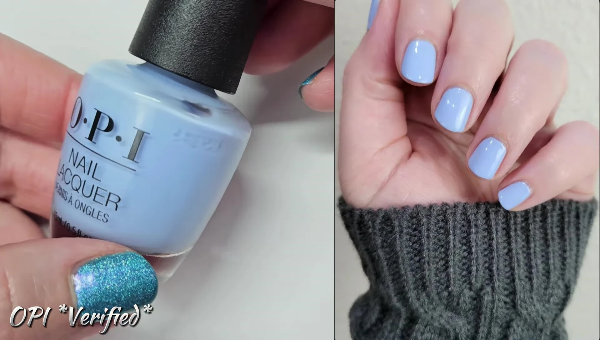 Close-up swatch of OPI Verified on a nail.