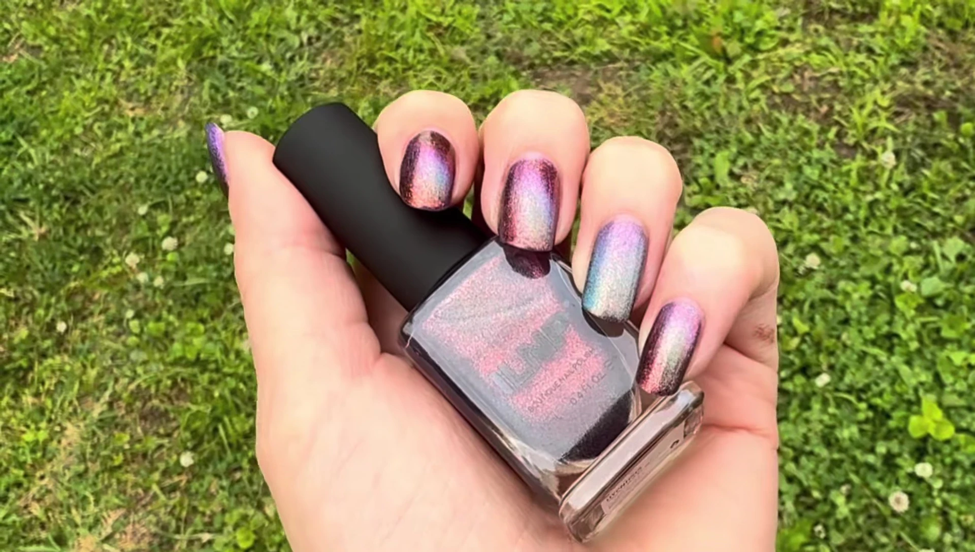 Close-up of Warped polish in first coat, showing the subtle color shift.