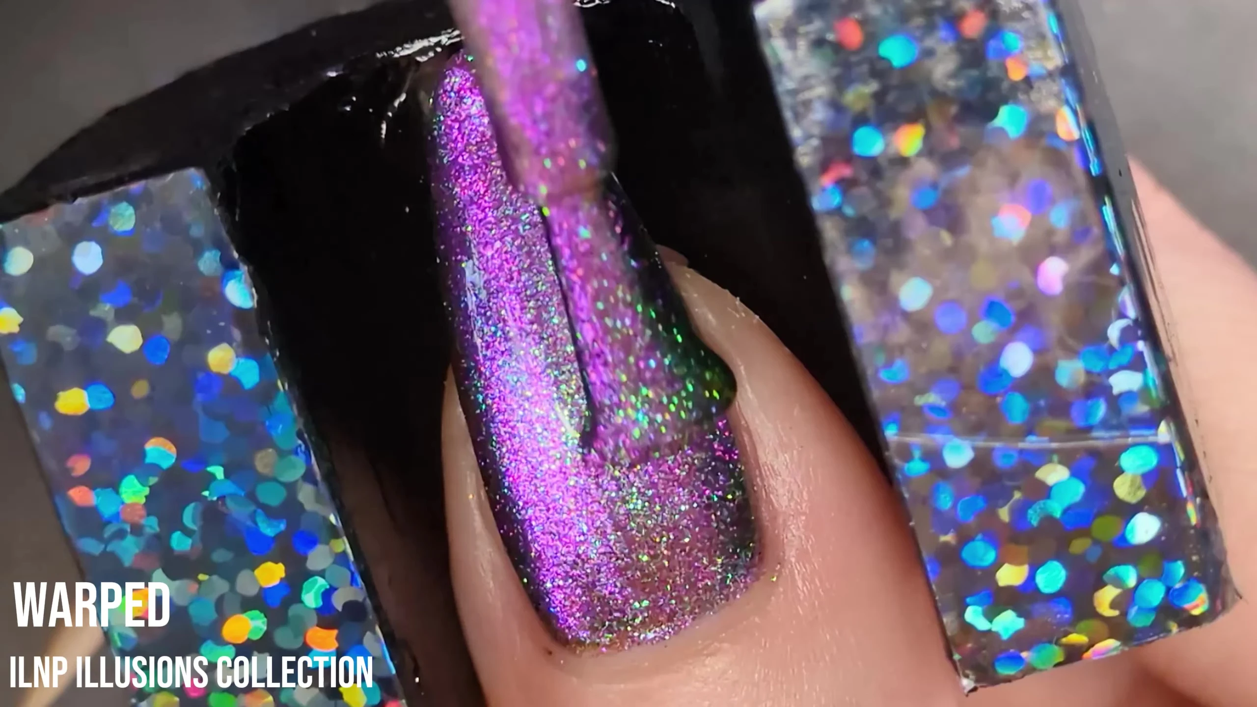 The 'velvet effect' of Warped nail polish, showcasing the pigment gathering.