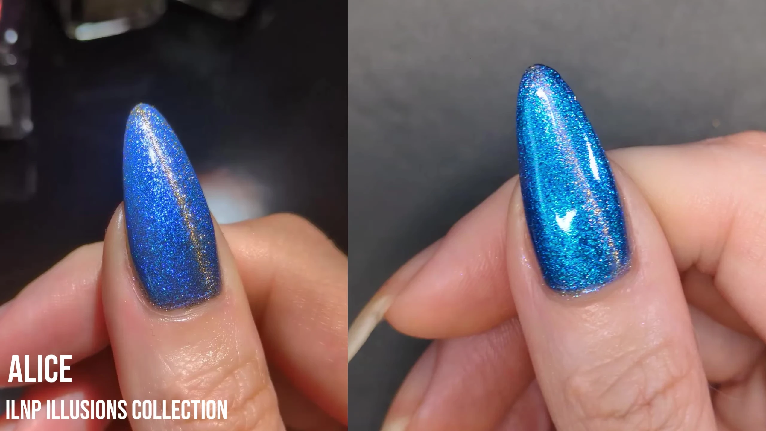 Side-by-side comparison of Alice, showing the magnetized and unmagnetized looks.