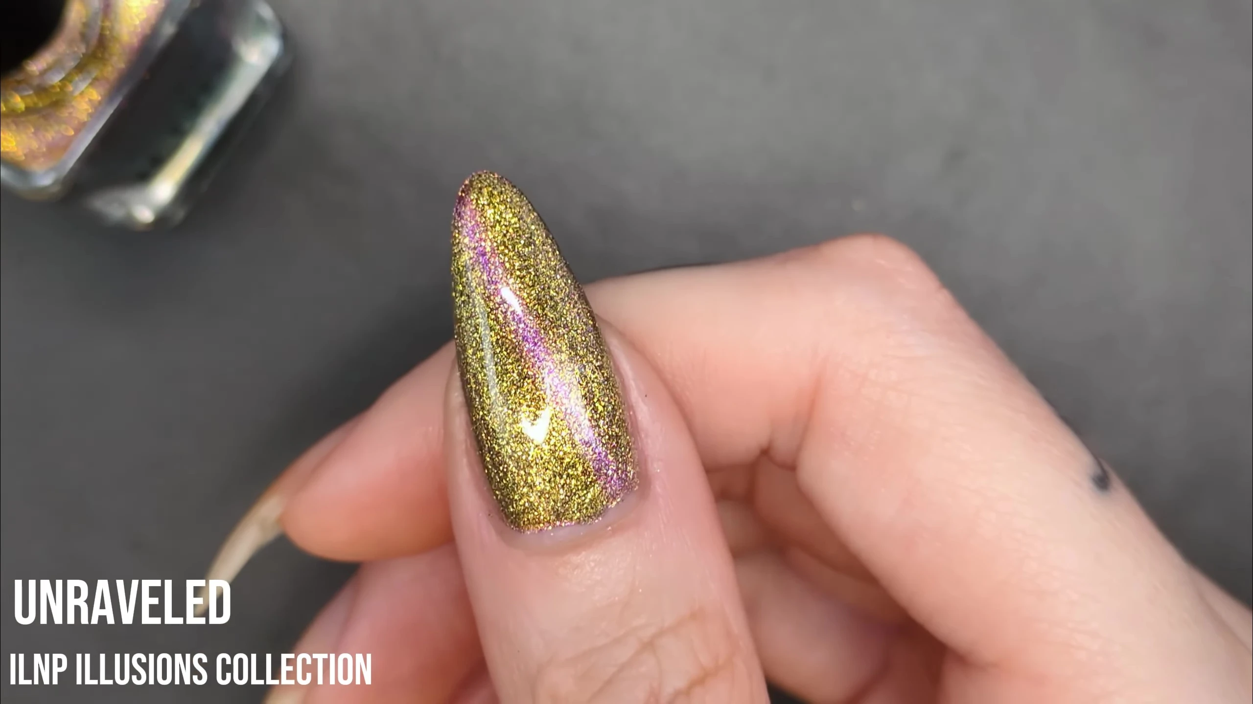 Unraveled nail polish magnetized.