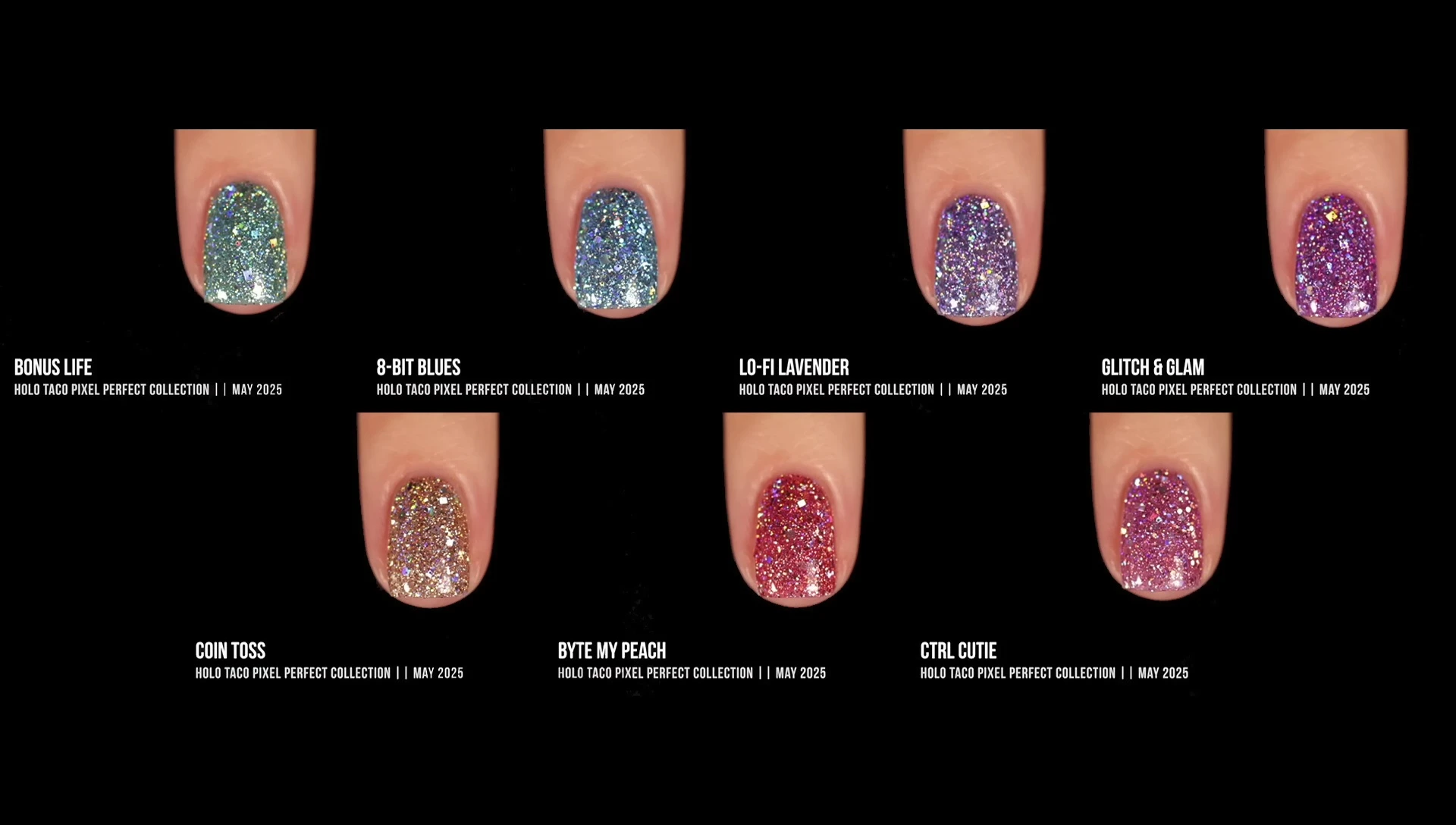 All seven shades displayed together