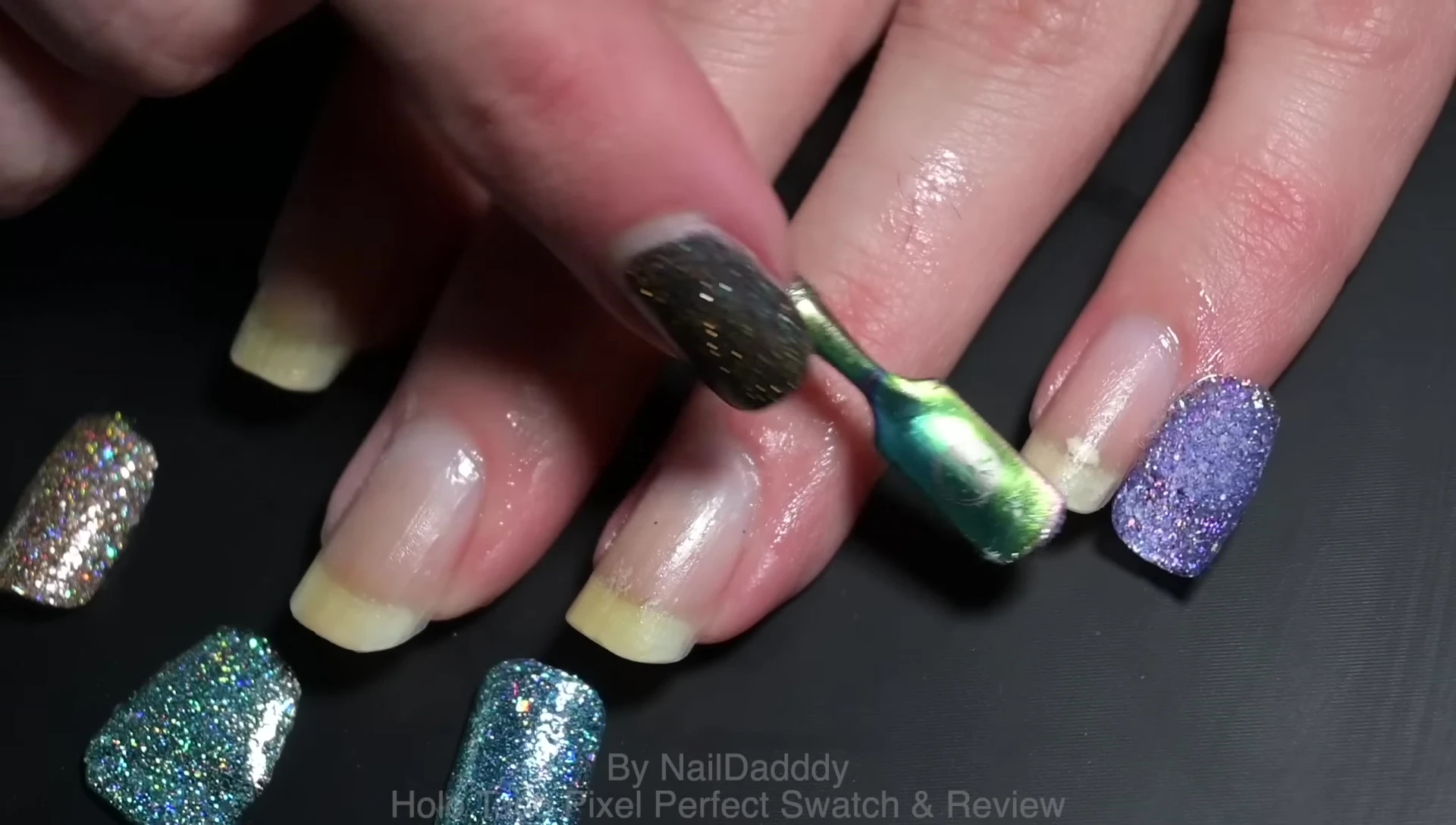 Nail art using the Holo Taco Pixel Perfect collection