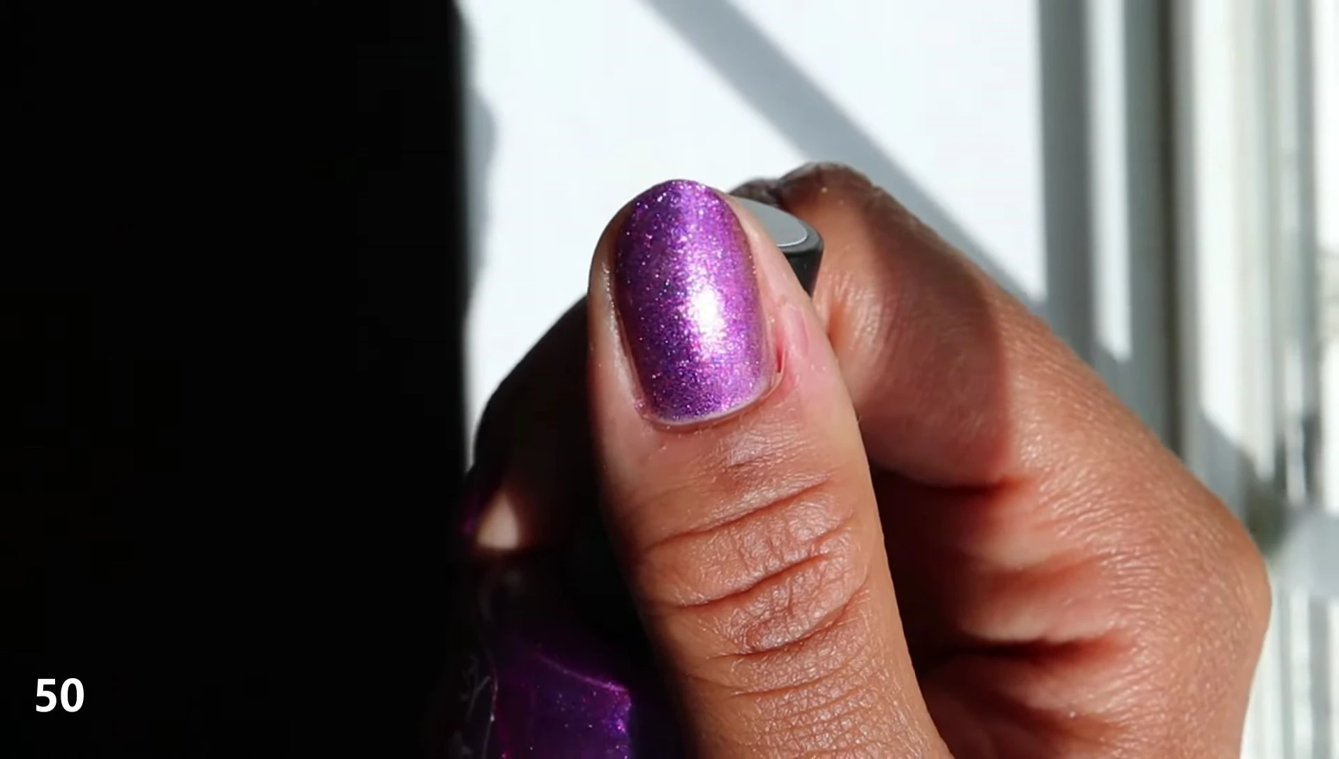 '50' nail polish swatches in direct sunlight