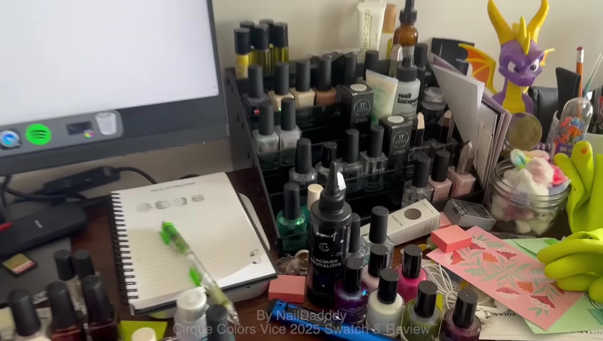 Applying liquid latex to nails before applying the gradient.