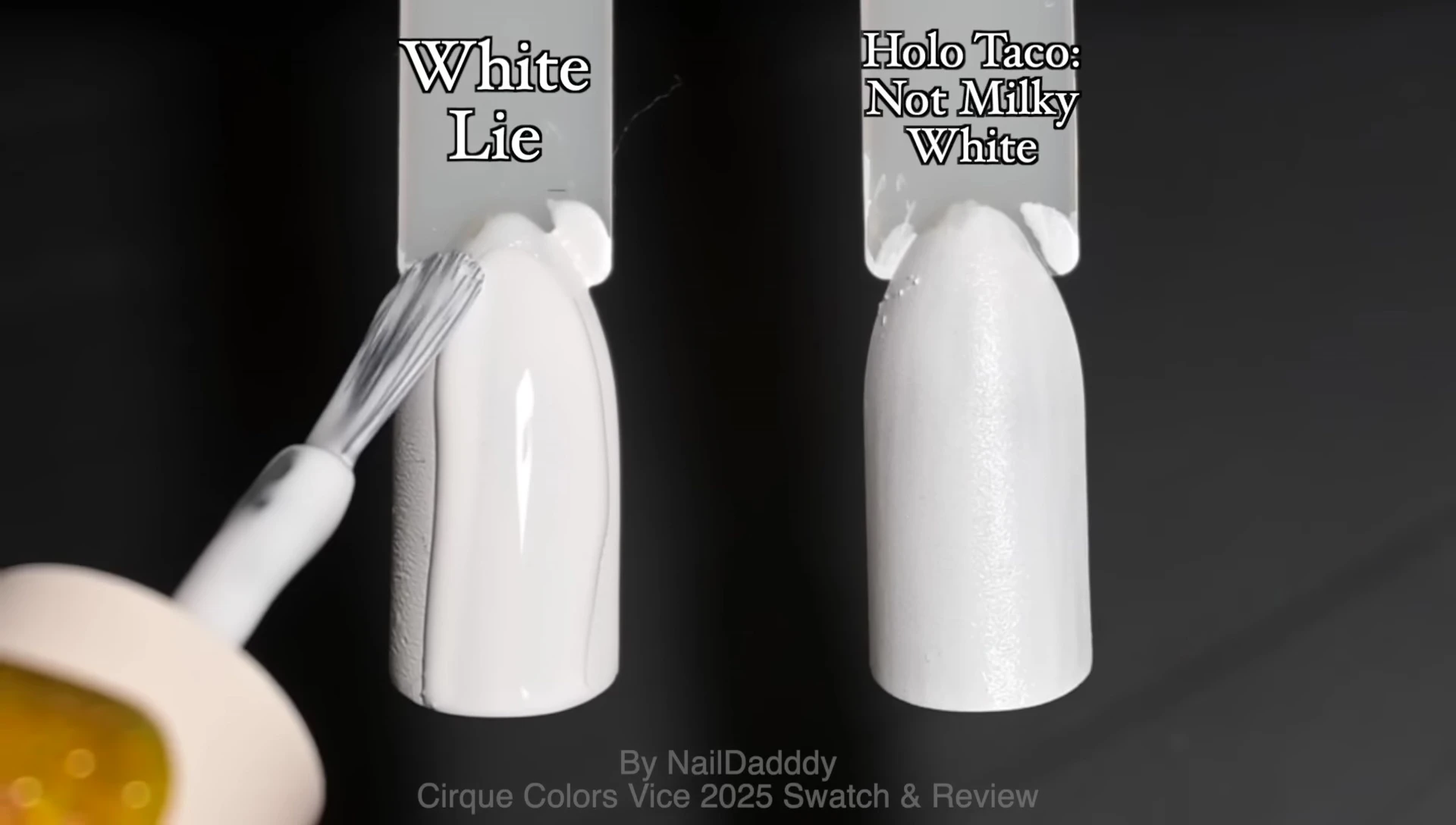 Comparison swatches of White Lie with similar white polishes.