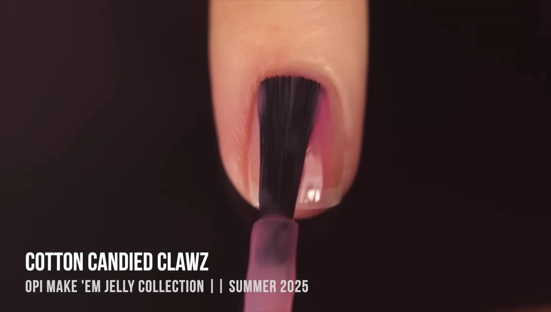 Cotton Candied Claws polish shown in the bottle and being applied on the nail.