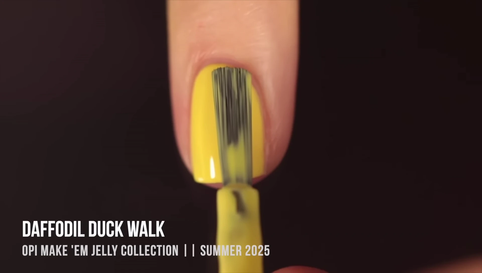 Daffodil Duckwalk applied in multiple coats, highlighting its patchy look.