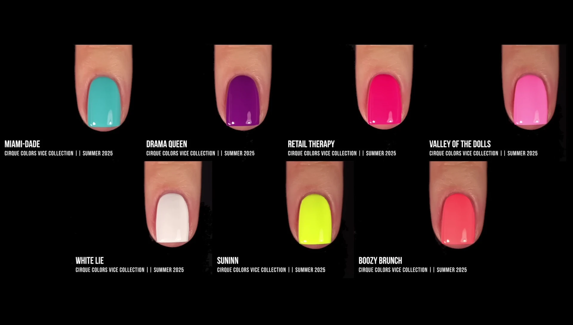 All polishes displayed together