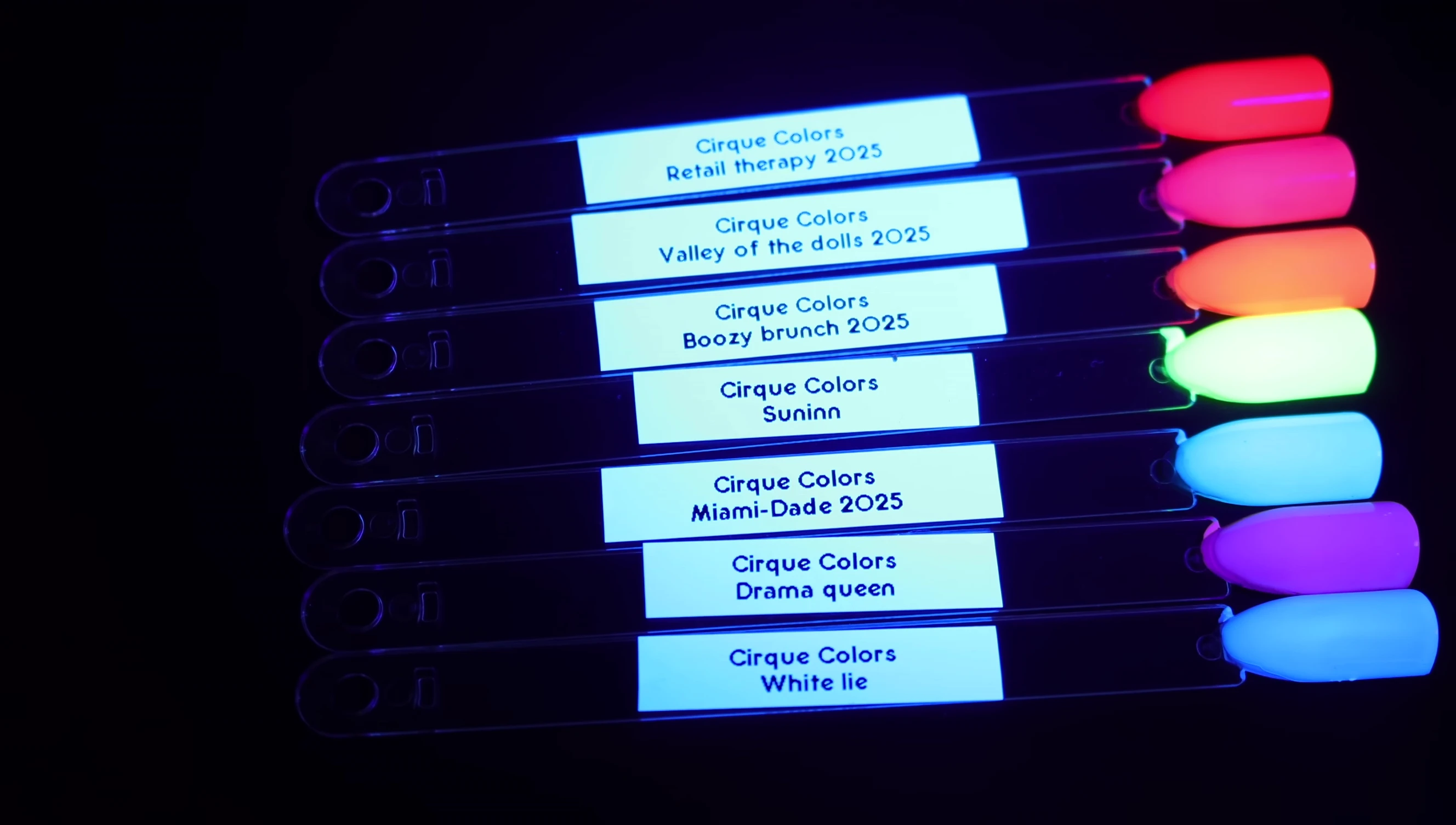 All polishes under a blacklight