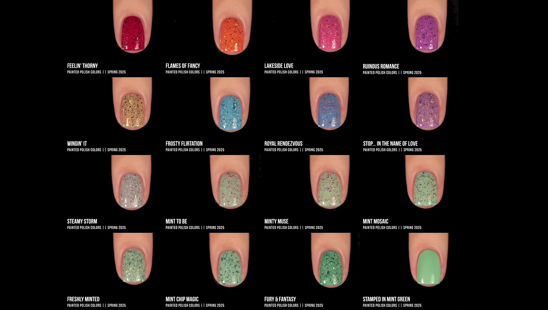 All polishes shown together
