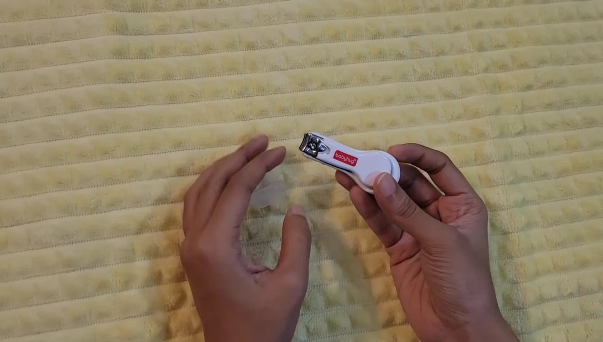 Detail of the safety cover on the Baby Hug nail clipper.