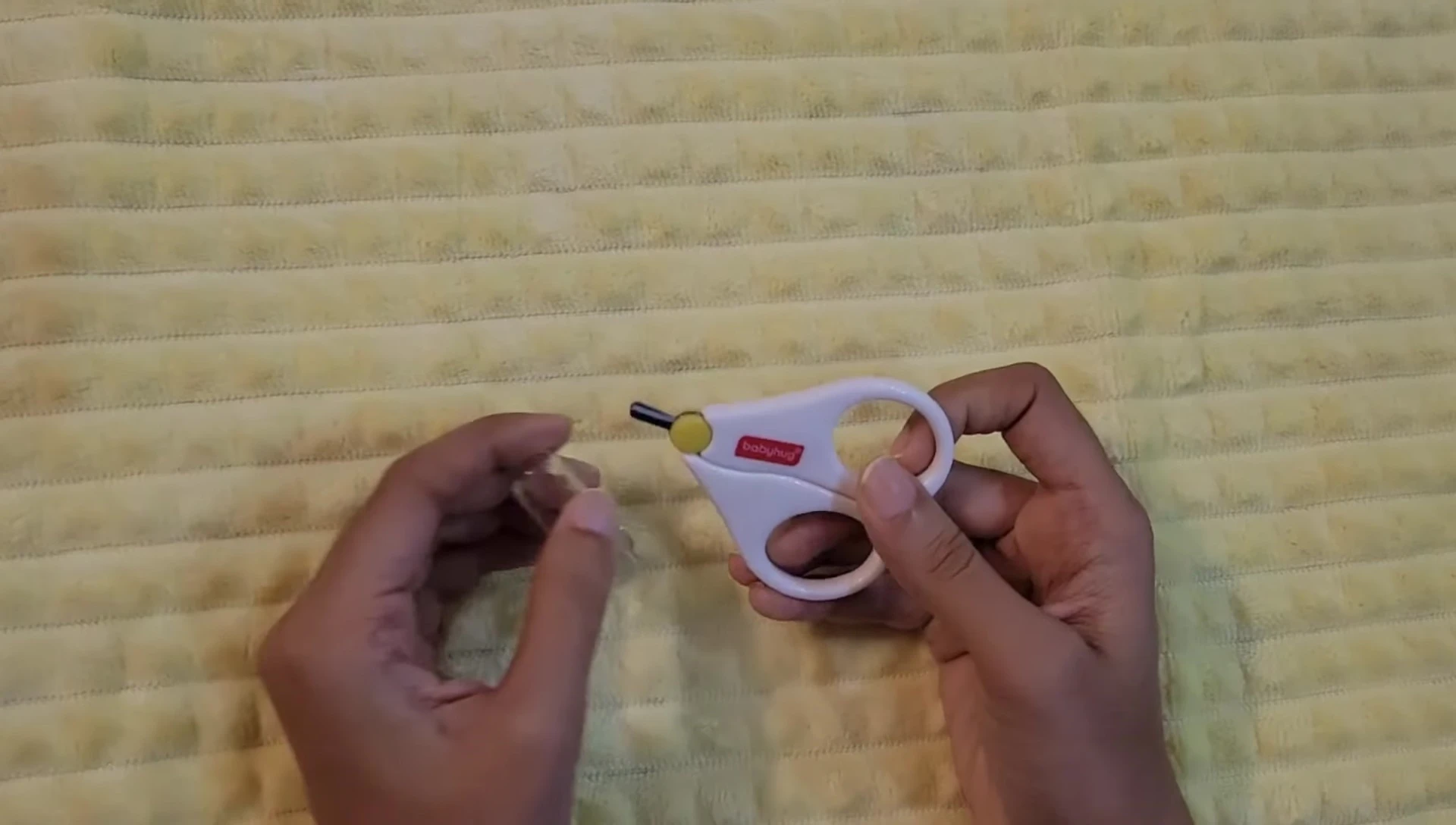 Close-up of the Baby Hug nail scissors.