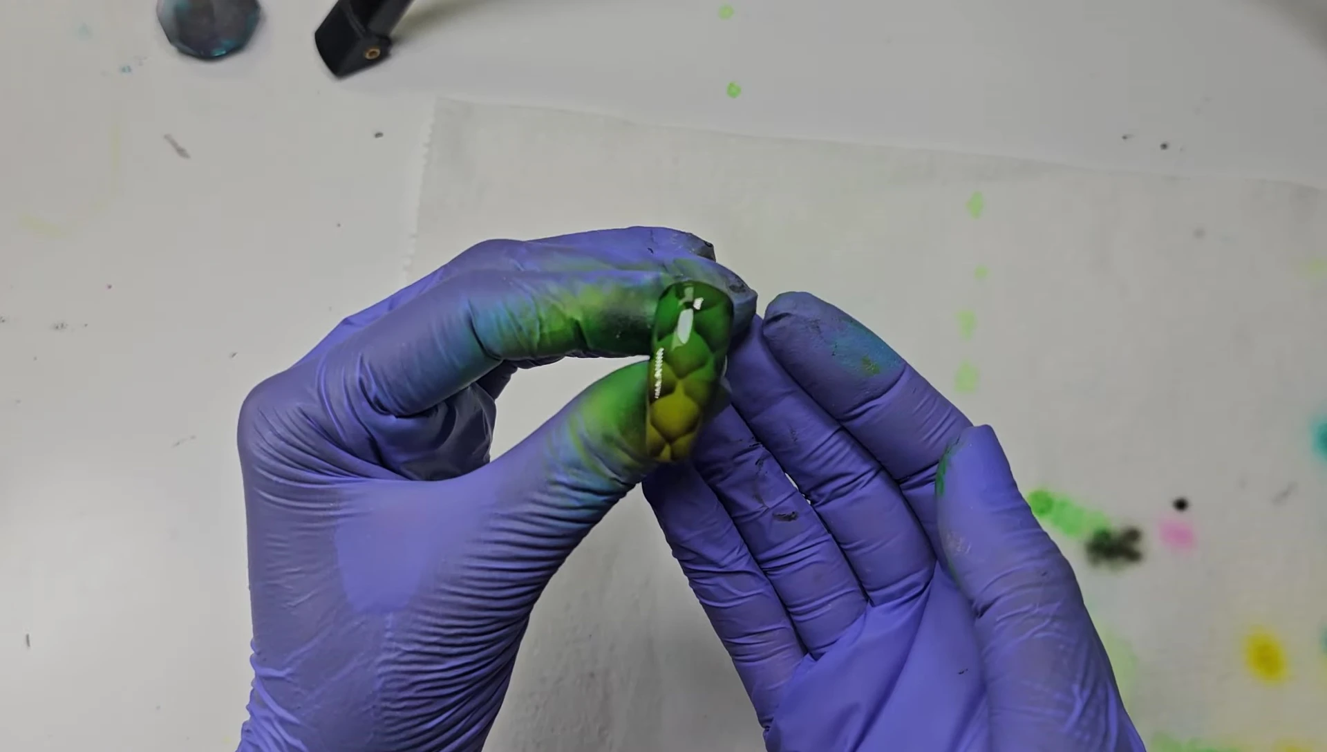 The final nail design after the curing process.