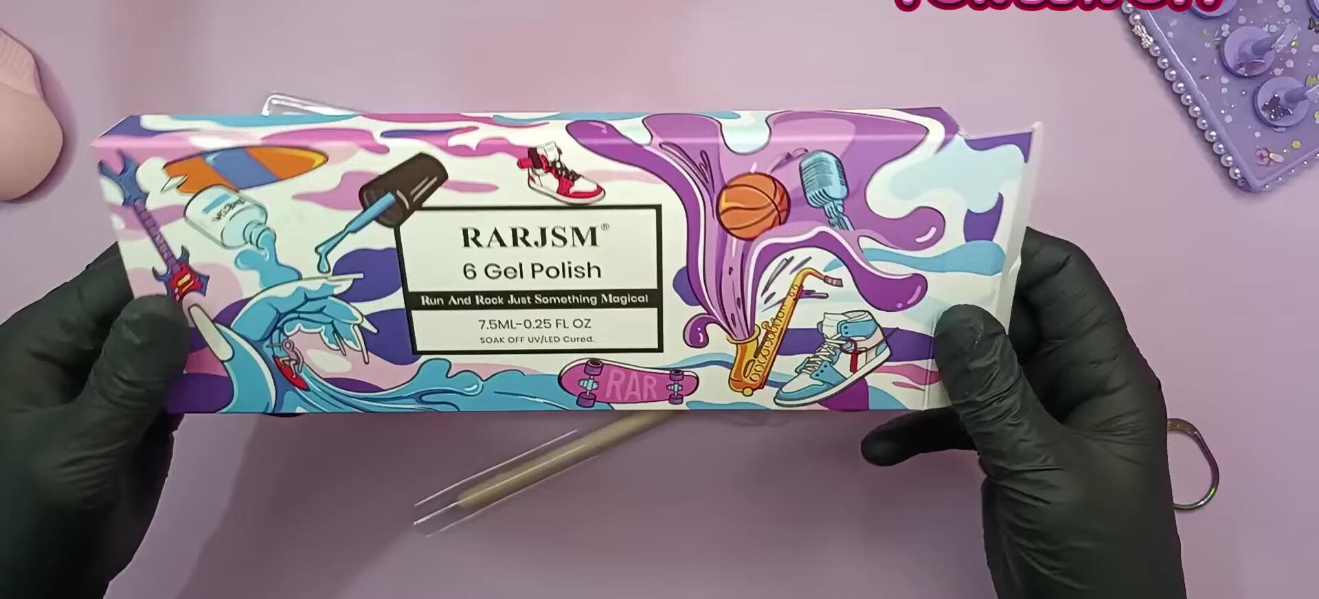 The attractive packaging of the RARJSM gel polish set