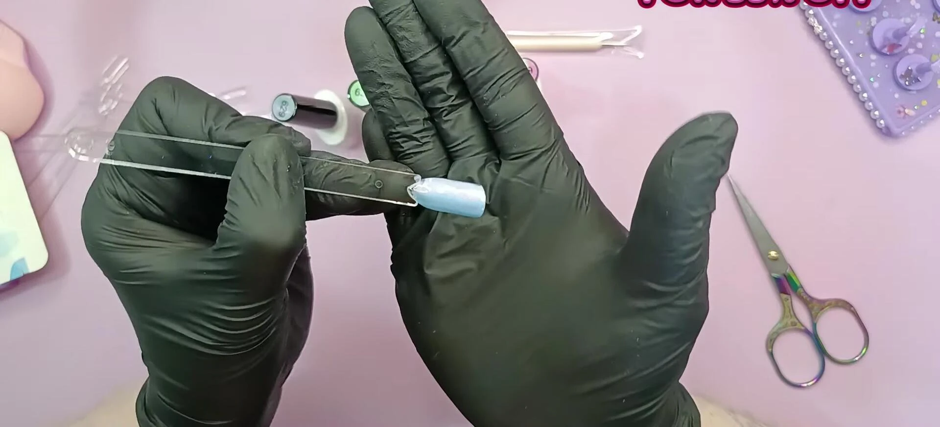 A single coat of the neon gel polish applied to a nail swatch