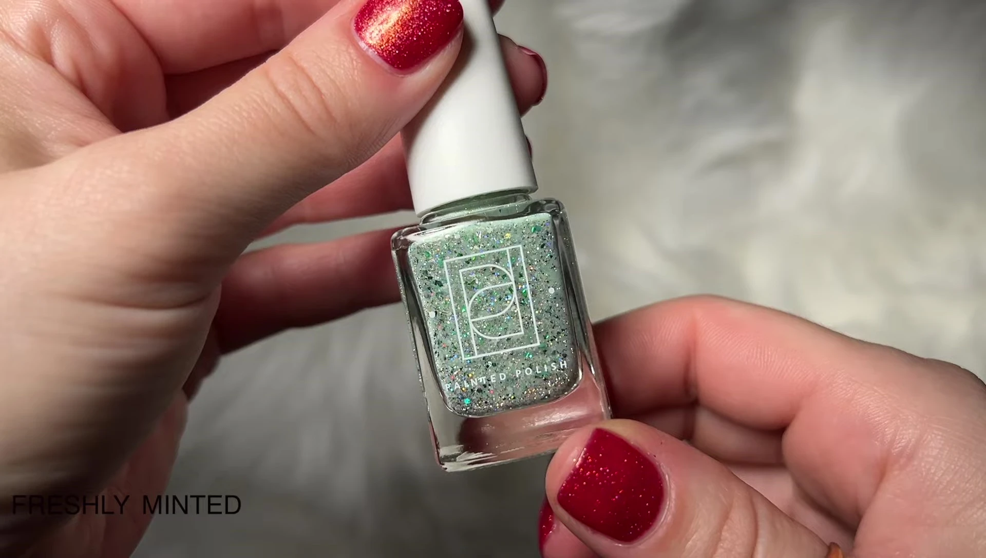 Freshly Minted swatches highlighting the variety of glitters and flakes.