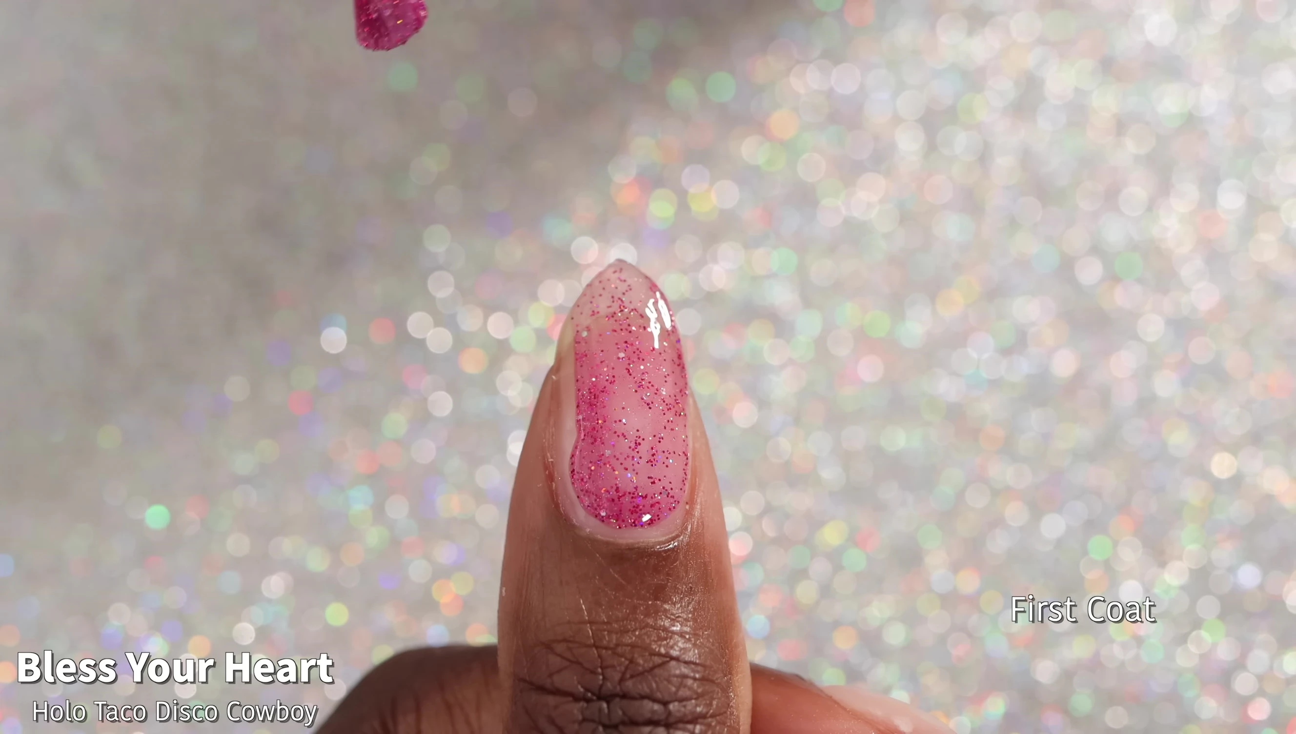 Close-up shot of Bless Your Heart polish on a nail.