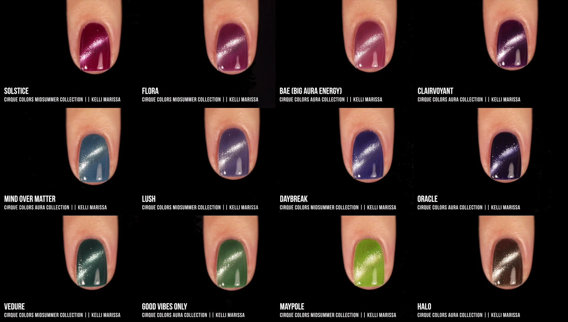 All polishes displayed together