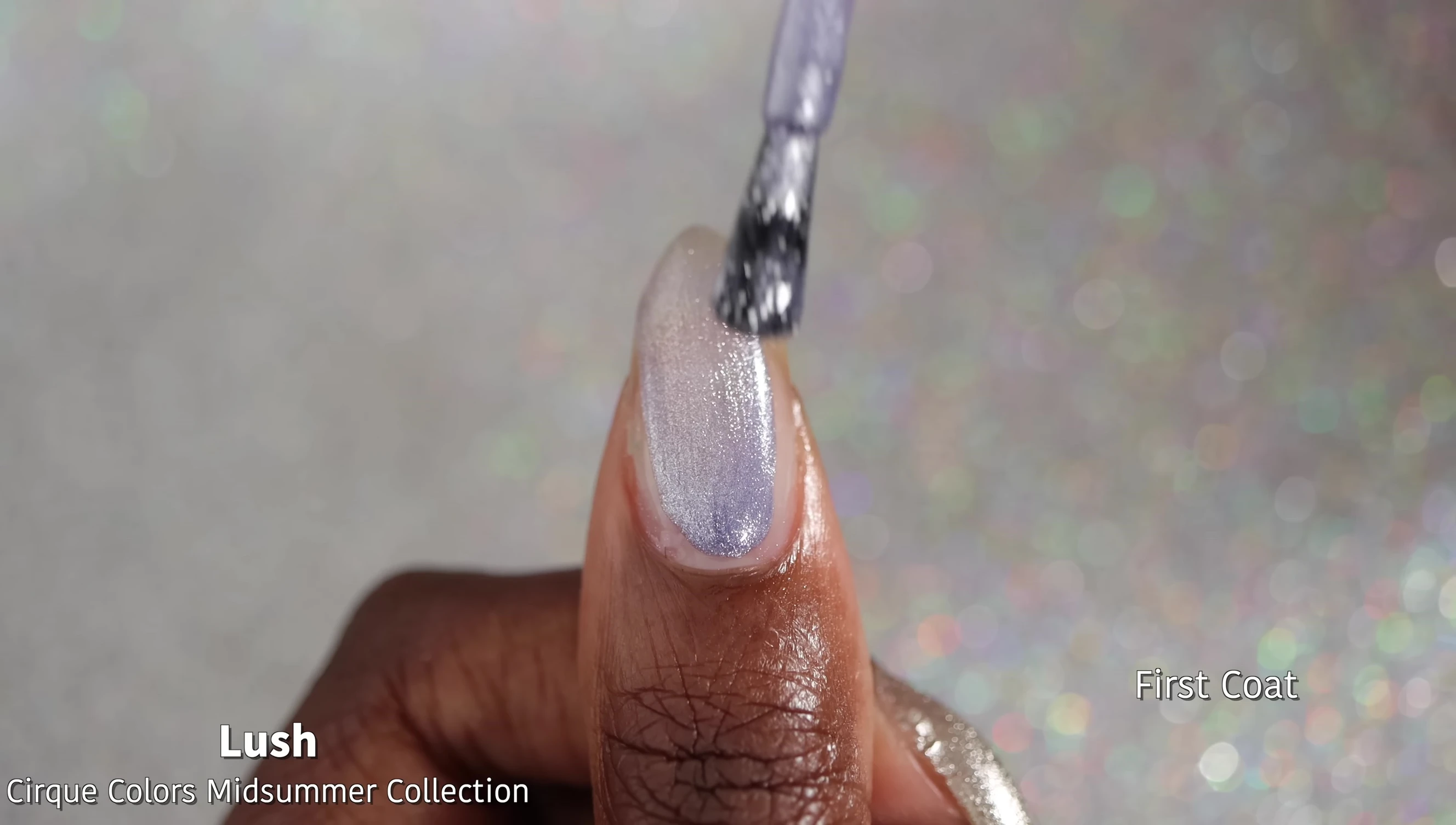 Close-up of Lush nail polish bottle and swatch.