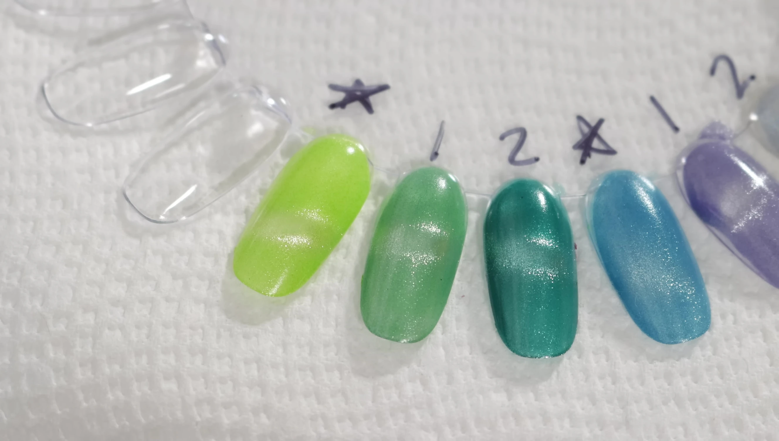 Comparison swatches of Maple, Good Vibes Only, and Vajour.
